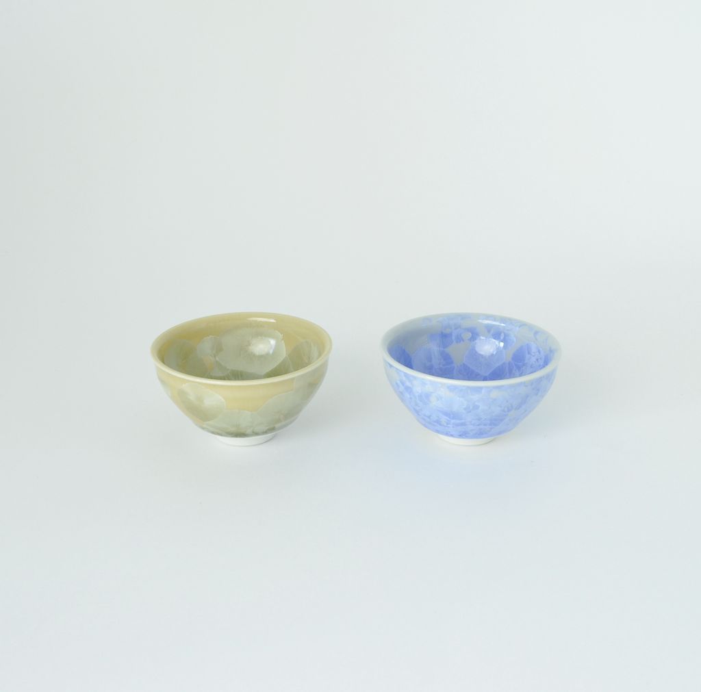 Sake Cup Pair set "Flower Crystal" Mix color