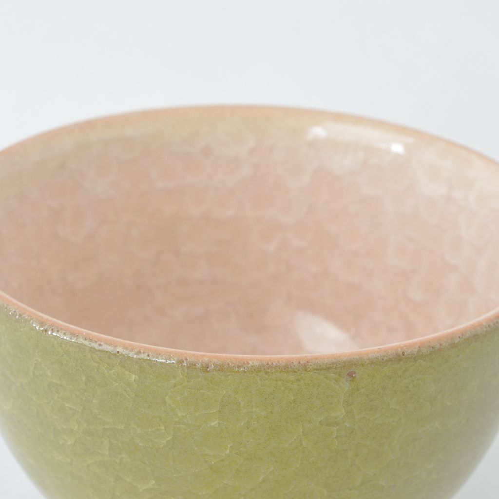 Kiyomizu Tea Bowl "Kikko" Green and Pink