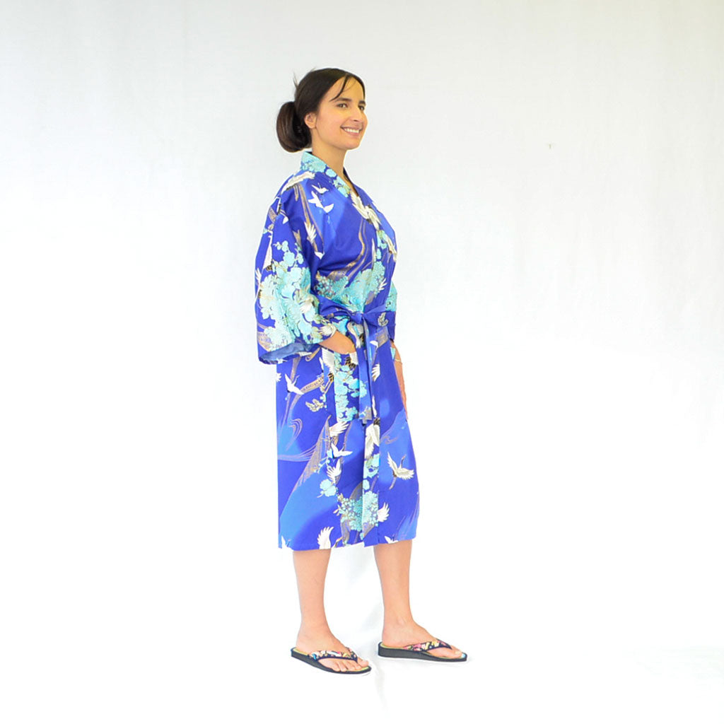 Japanese Kimono Women's Cotton Knee-length "Crane"