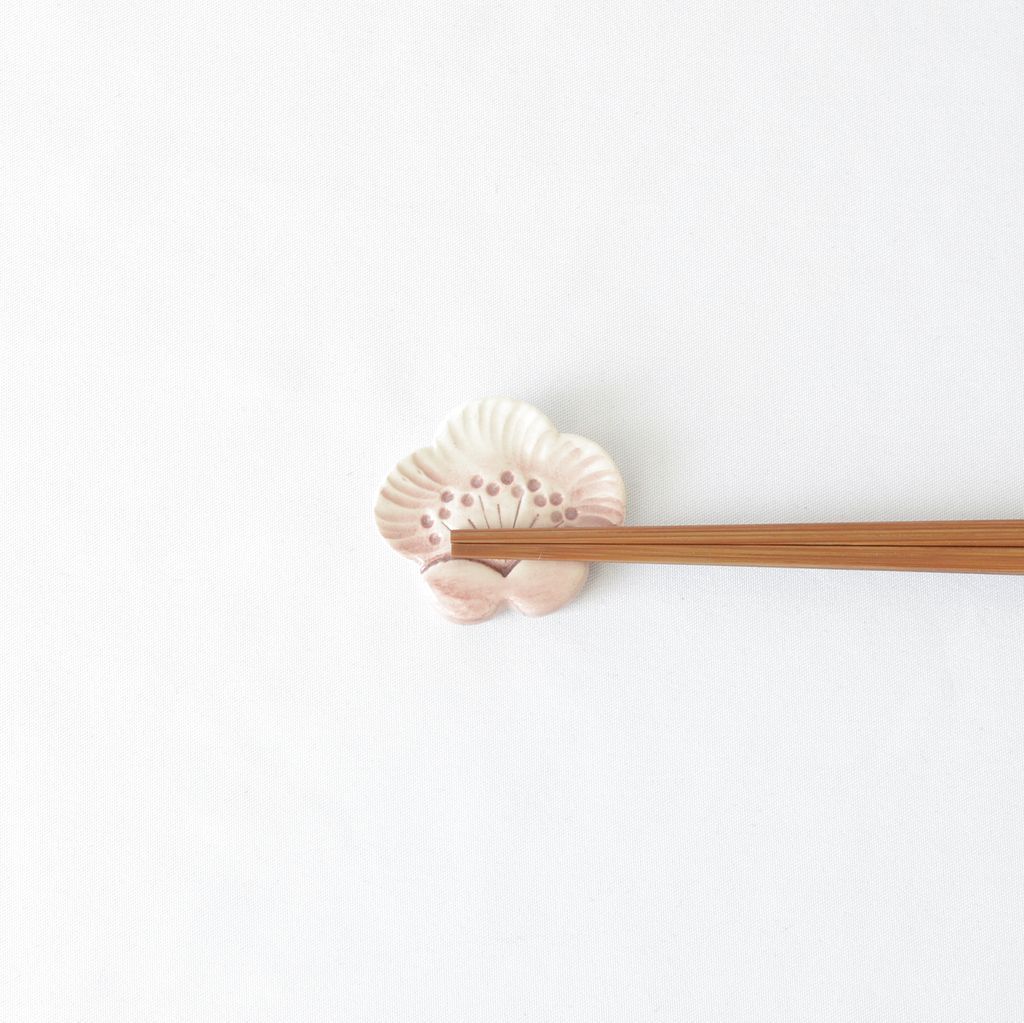 Kiyomizu ware Chopstick rest 5pcs set "Plum blossom"