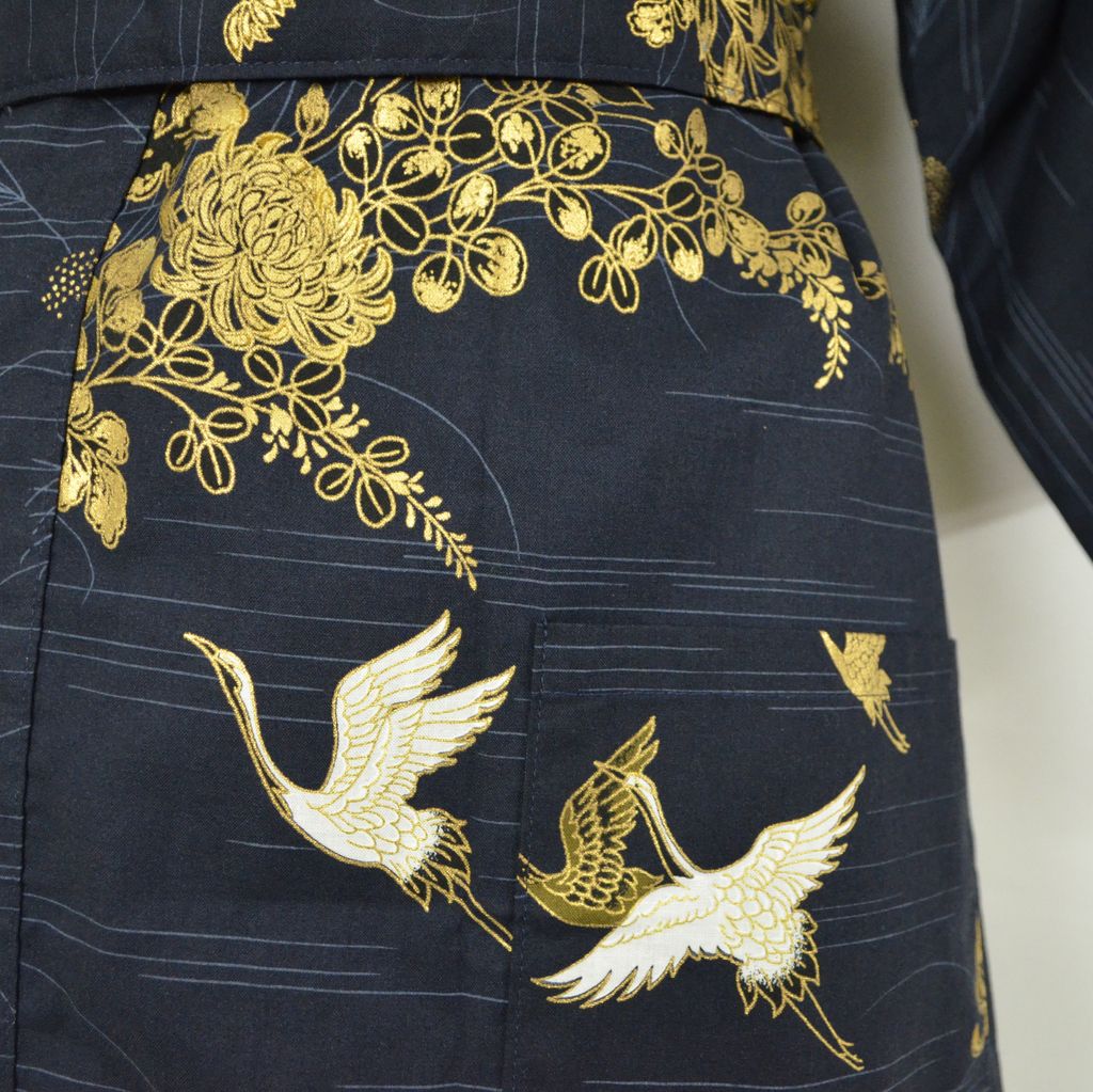 Colorful Yukata Women's  Cotton Knee-length "Golden Crane"