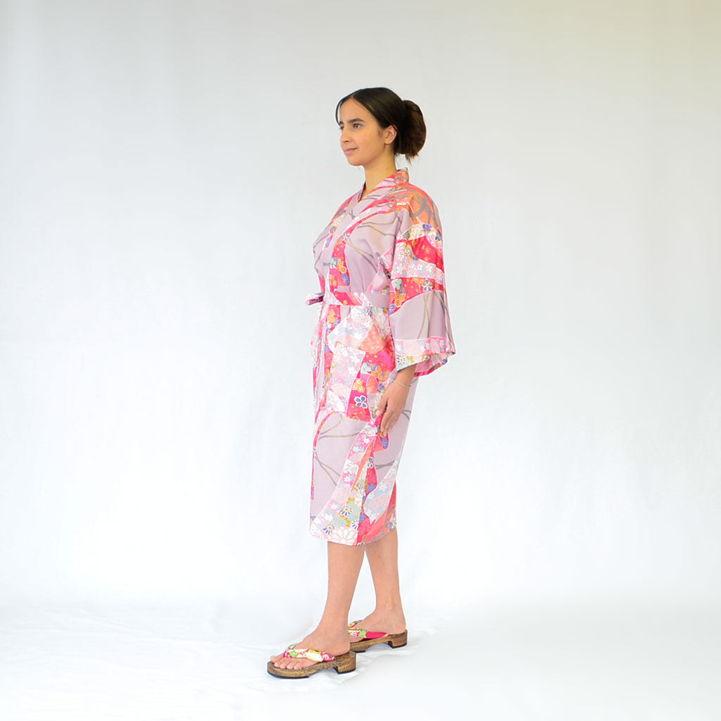Japanese Kimono Women's Cotton Knee-length "Ribbon"