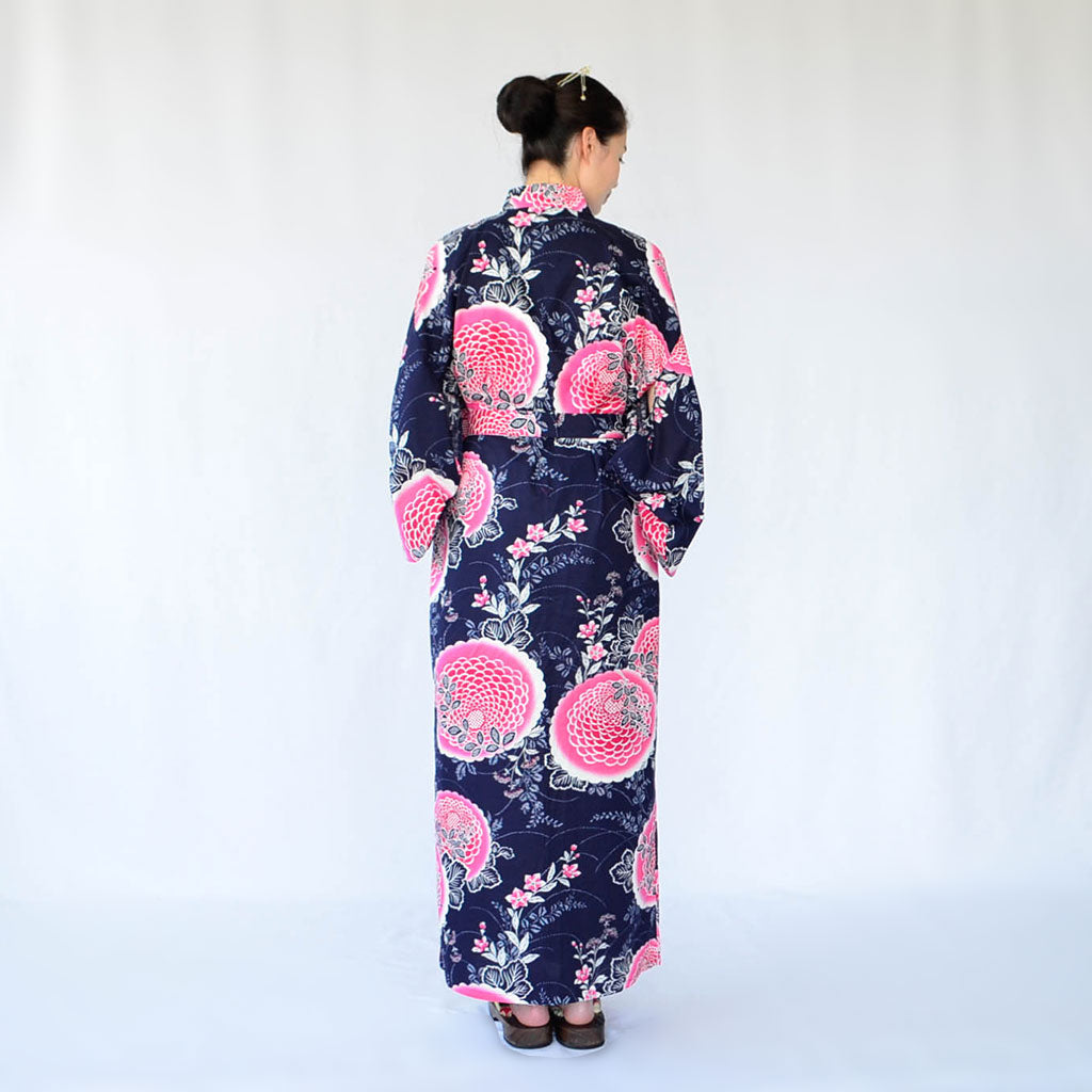 Japanese Yukata Women's Cotton "Peony and Chrysanthemum"