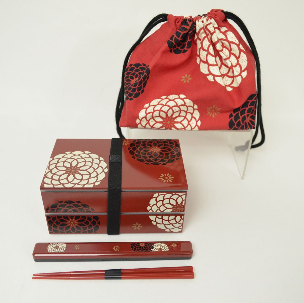 Bento Box, Chopsticks and Bag Set "Blooming Flowers"