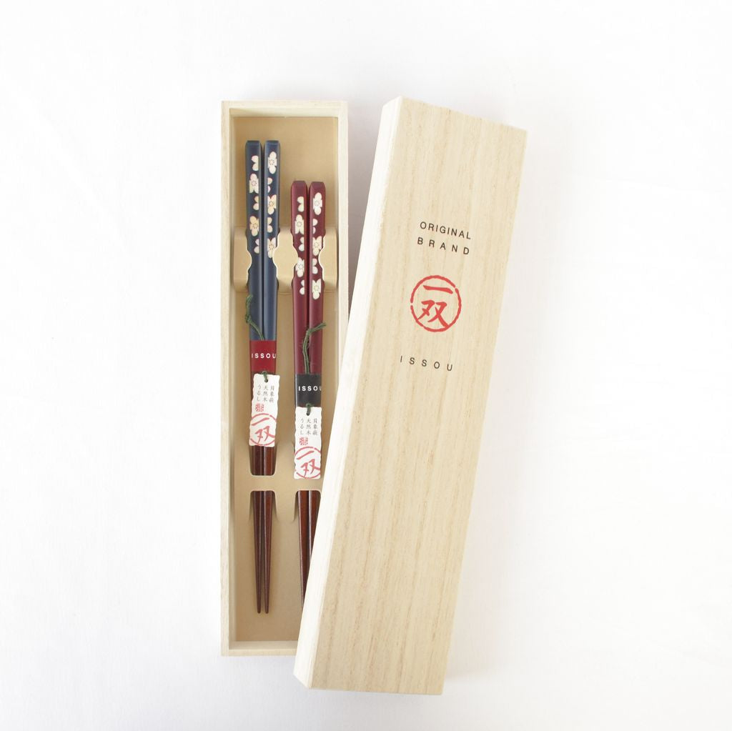 Chopsticks Set of 2P "White Gold Cherry Blossoms"