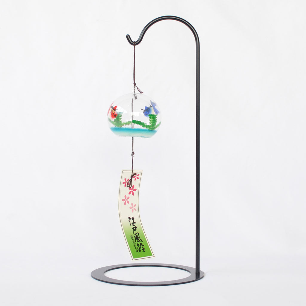 Glass Wind Bell Small Round "Two colors Goldfish"