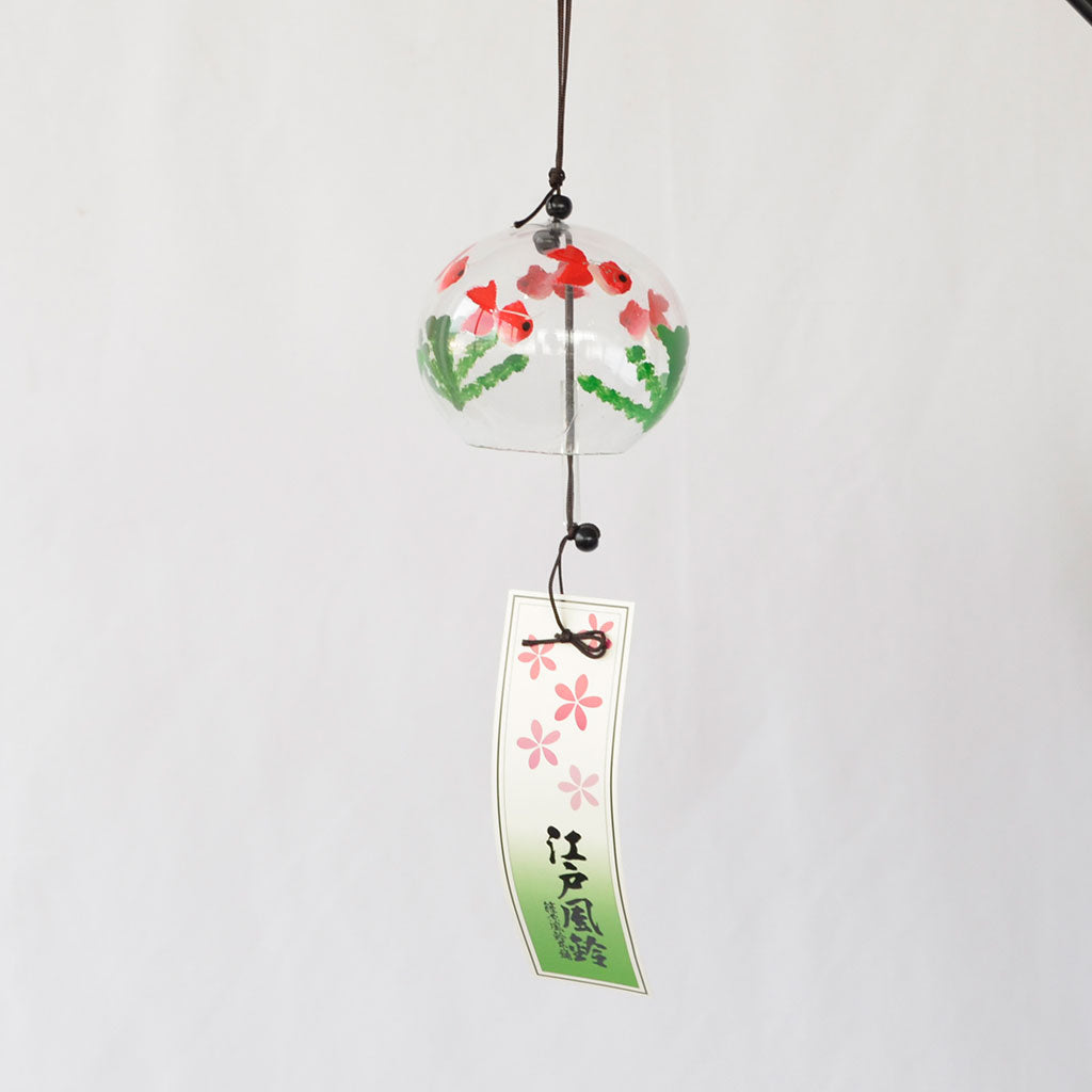Glass Wind Bell Specially Selection Small Round "Five Goldfish"