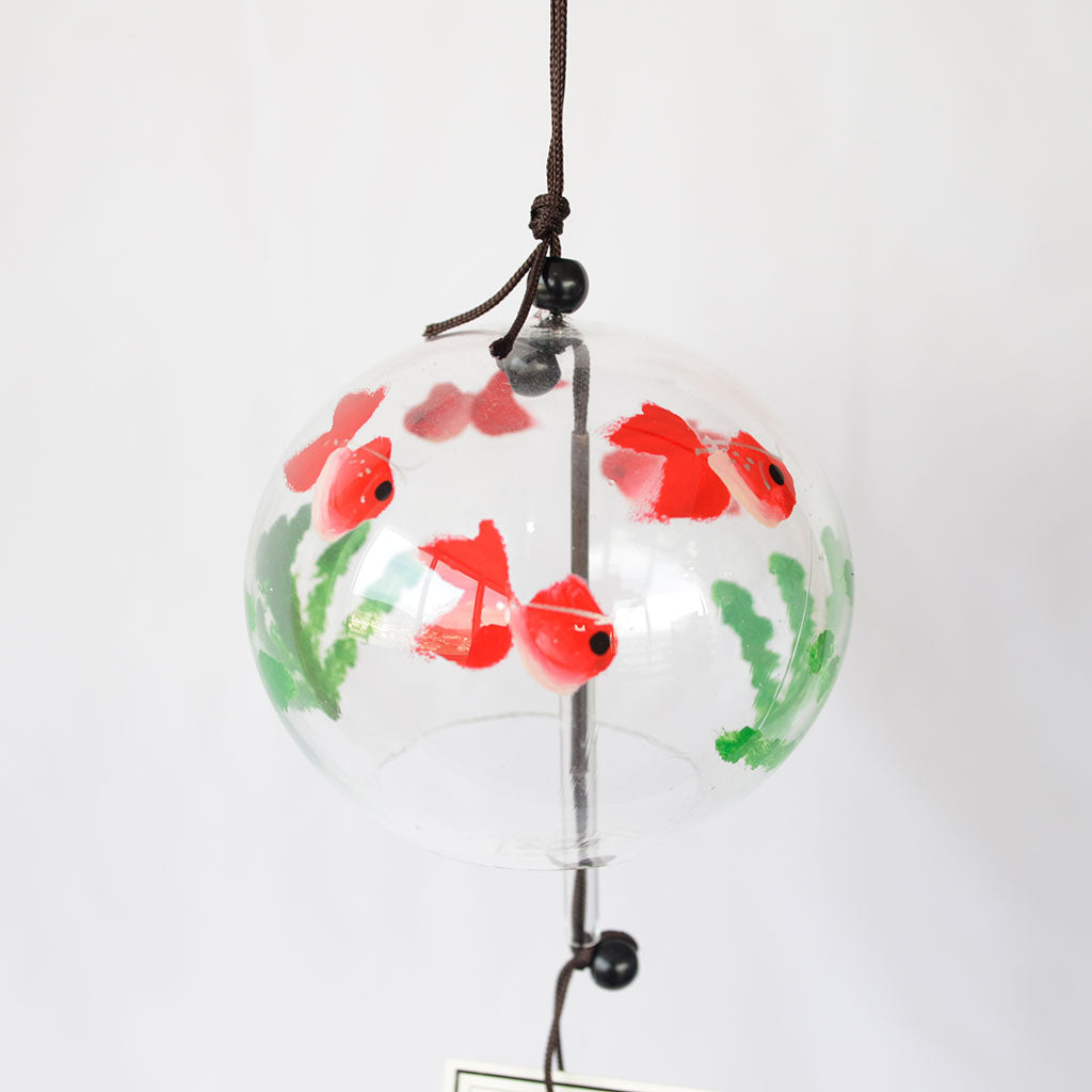 Glass Wind Bell Specially Selection Small Round "Five Goldfish"