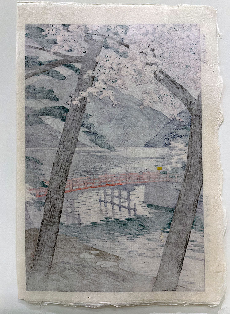 Woodblock print "Lake Chuzenji, Nikko" by Kasamatsu Shiro Published by UNSODO