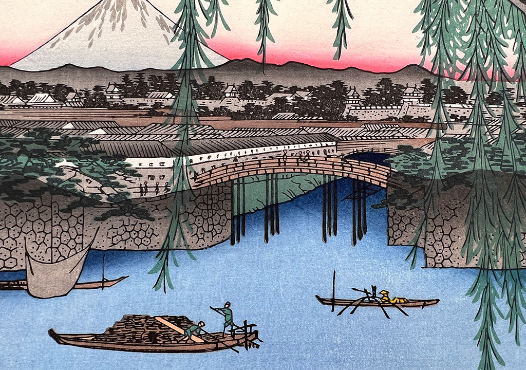 Woodblock print "View No.62 Yatsumi Bridge" by HIROSHIGE Published by UCHIDA art