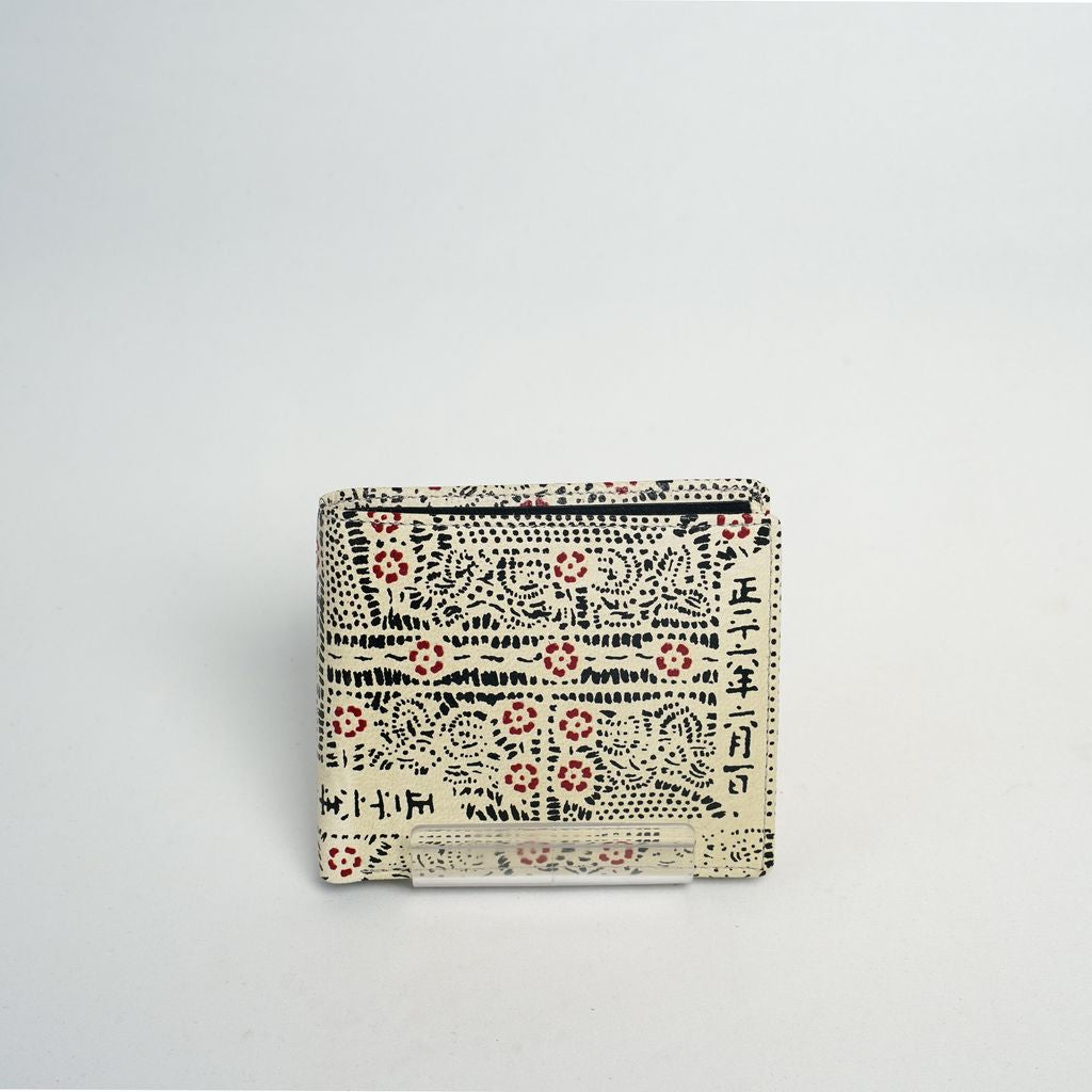 Deer Leather Folded Wallet “Shouheigawa Black & Red in White”