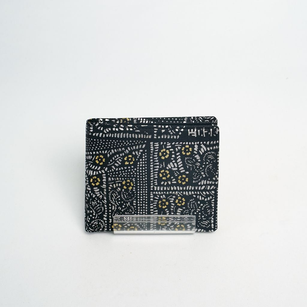 Deer Leather Folded Wallet “Shouheigawa Gold & Silver in Black”