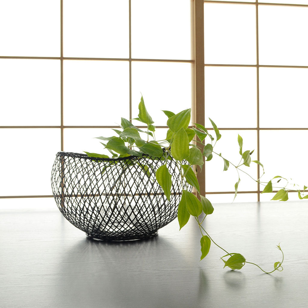 Bamboo Flower Basket “Mayu” Black