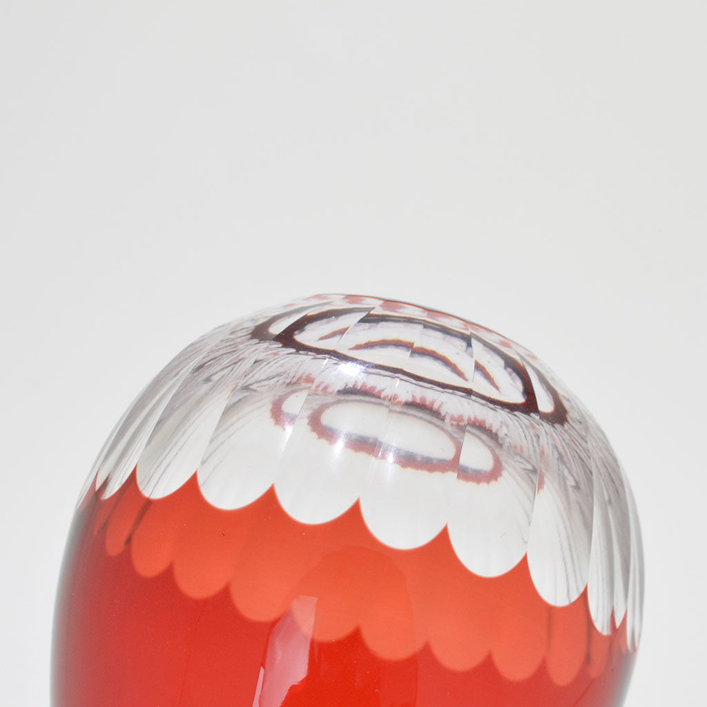 Edo Kiriko Glass “Karai” Kamaboko Red