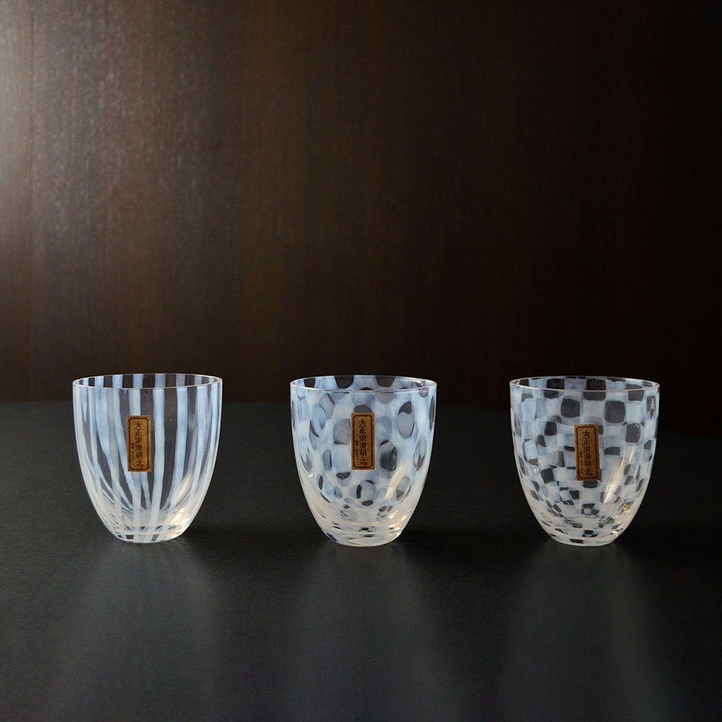 Edo glass Tumbler “Taisho Roman” Checkered