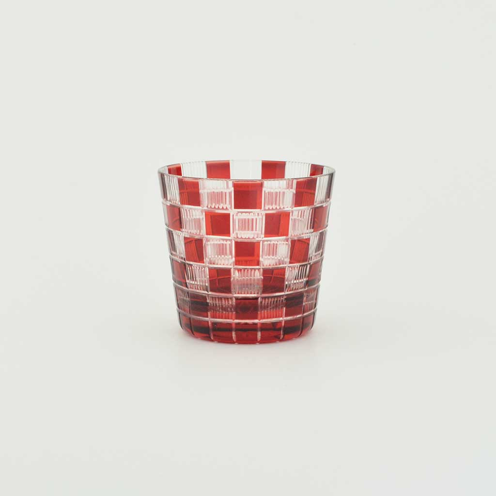 Edo kiriko Lidded cup “Checkered”