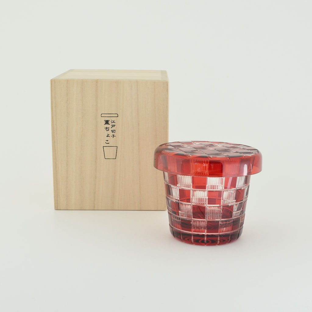 Edo kiriko Lidded cup “Checkered”