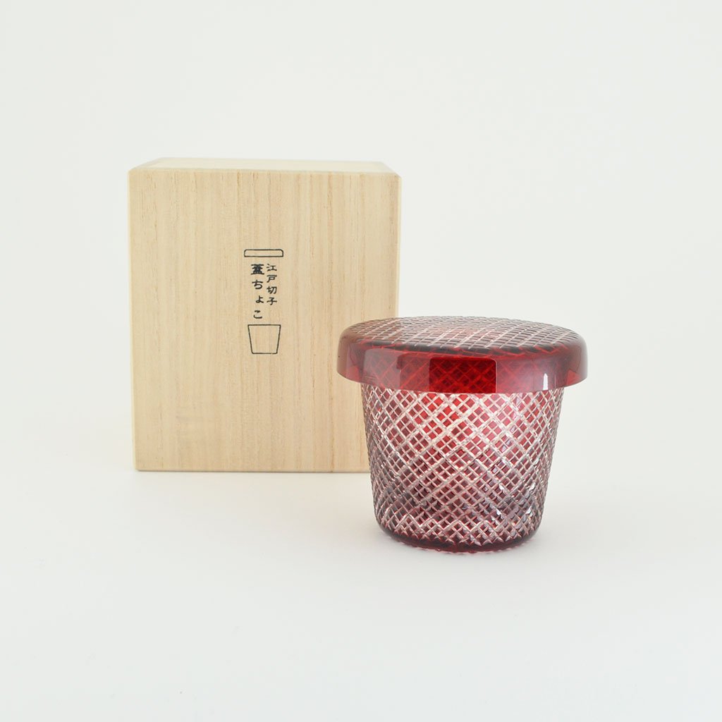Edo kiriko Lidded cup “Double lattice”