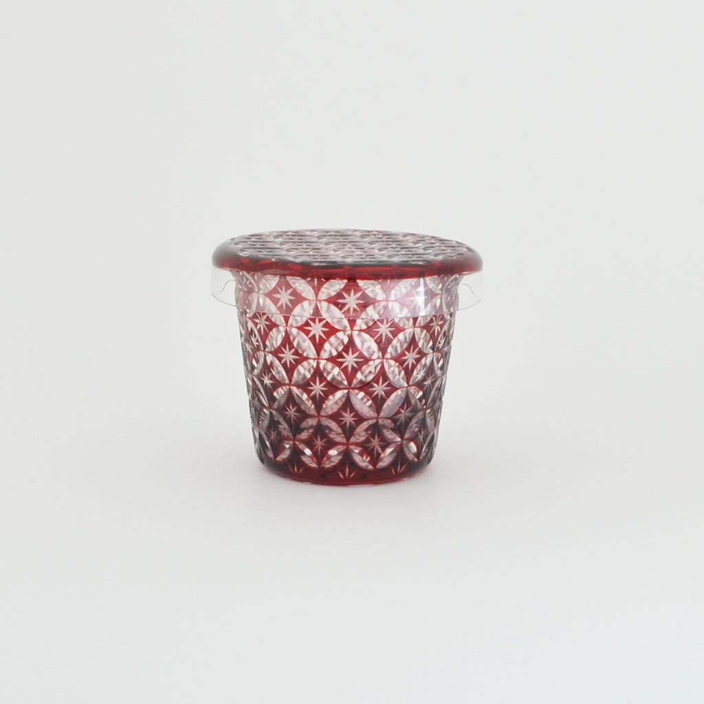 Edo kiriko Lidded cup “Overlapping circles”