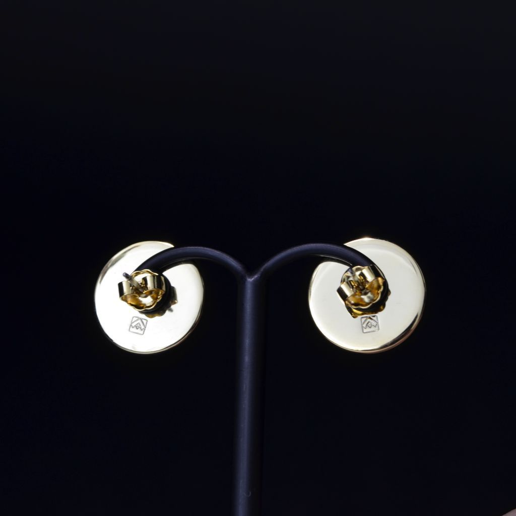 Damascene Round pierced earrings (Stud) "Bamboo"