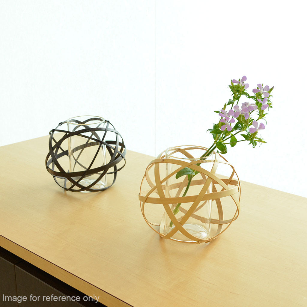 Bamboo Flower Basket "Kusudama M” Black