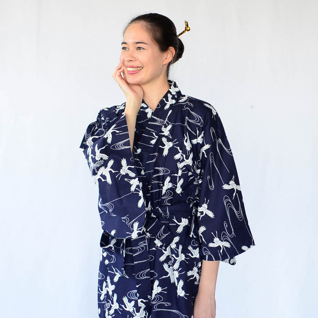 Japanese Yukata Women's Cotton Crane