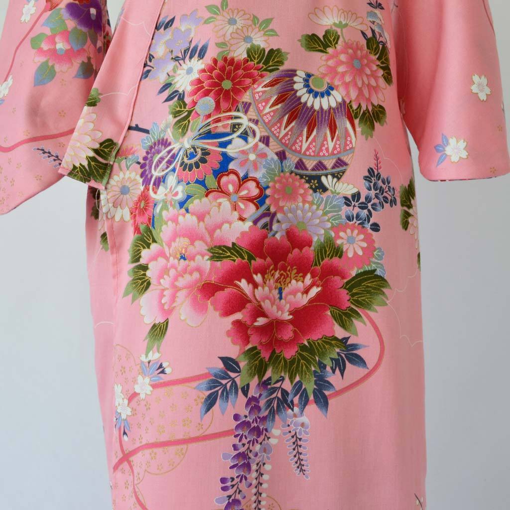 Japanese Kimono Kid's Cotton "Flower" Pink