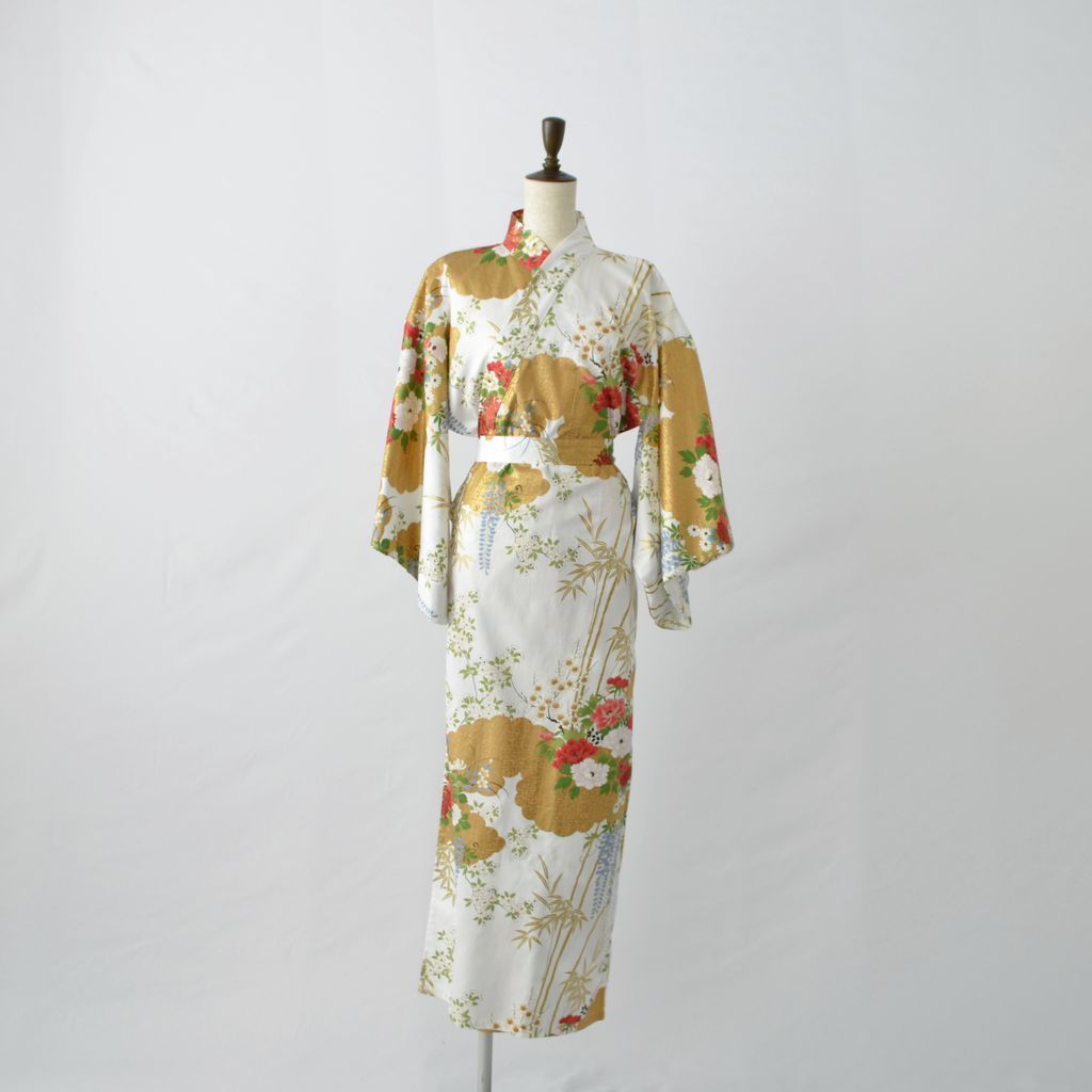 Japanese Kimono Women's Cotton "Bamboo & Peony"