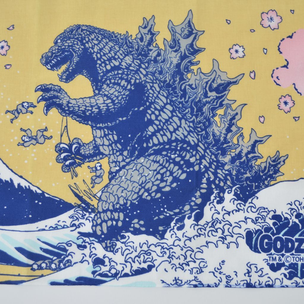 Godzilla Tenugui "Thirty-six views of Mount Fuji and Kaiju"